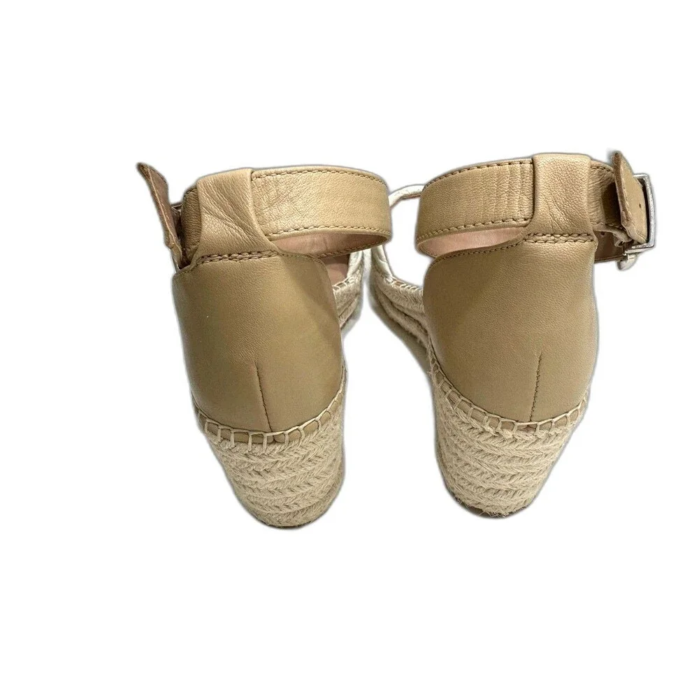 Nordstrom Carmen Espadrille Platform Wedge Sandal Beige Leather Size 8